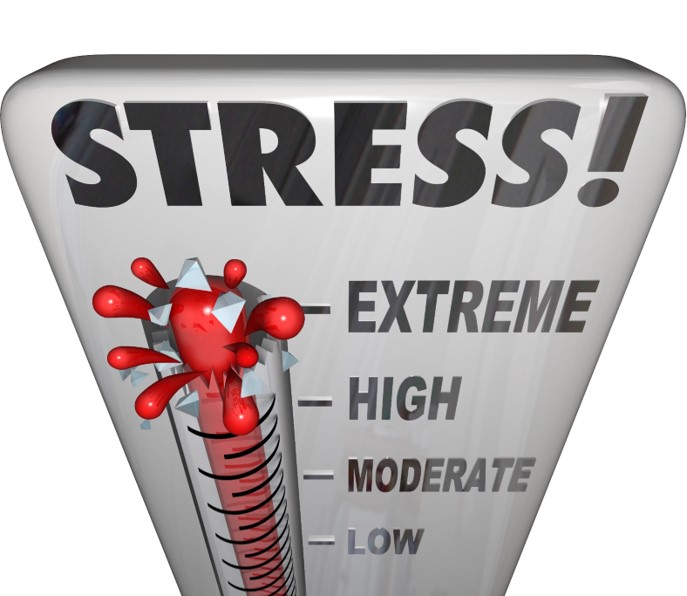 Stress meter ranges from low to extreme. This stress meter is at the extreme level and has broken the meter. The home selling and buying process is extremely stressful.