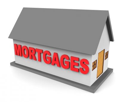 house with the word mortgages written on it